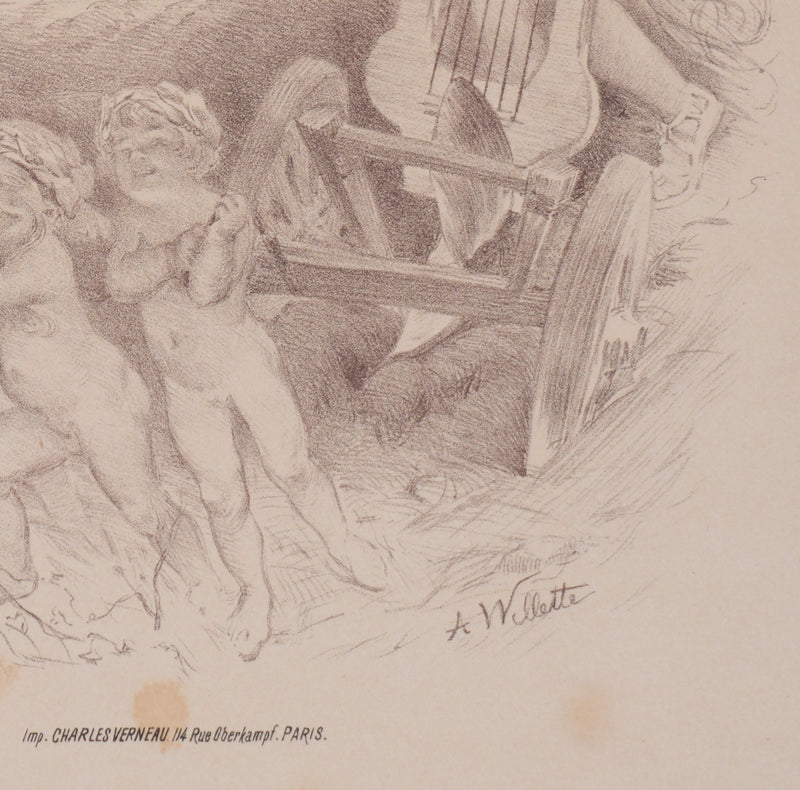 Adolphe WILLETTE : Exposition internationale, Lithographie originale signée