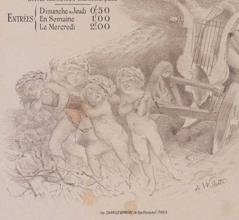 Adolphe WILLETTE : Exposition internationale, Lithographie originale signée