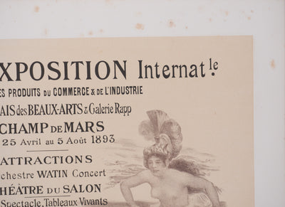 Adolphe WILLETTE : Exposition internationale, Lithographie originale signée