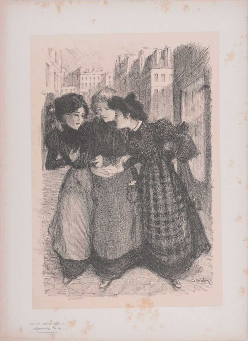 Théophile Alexandre STEINLEN : La discussion, Lithographie originale signée