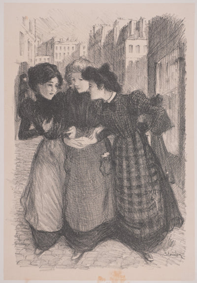 Théophile Alexandre STEINLEN : La discussion, Lithographie originale signée