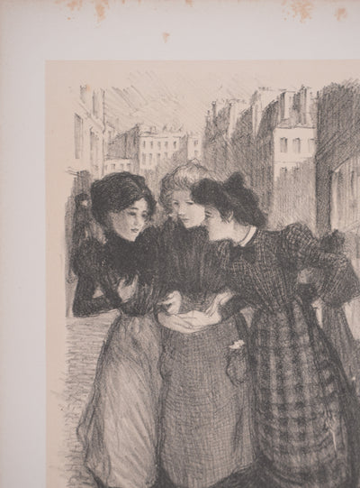 Théophile Alexandre STEINLEN : La discussion, Lithographie originale signée