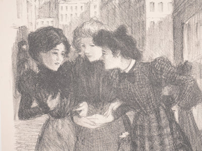 Théophile Alexandre STEINLEN : La discussion, Lithographie originale signée