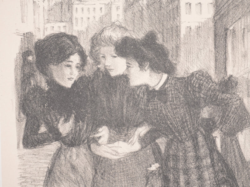 Théophile Alexandre STEINLEN : La discussion, Lithographie originale signée