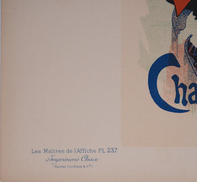 Jules CHERET : La patineuse au manteau rouge, Lithographie originale signée