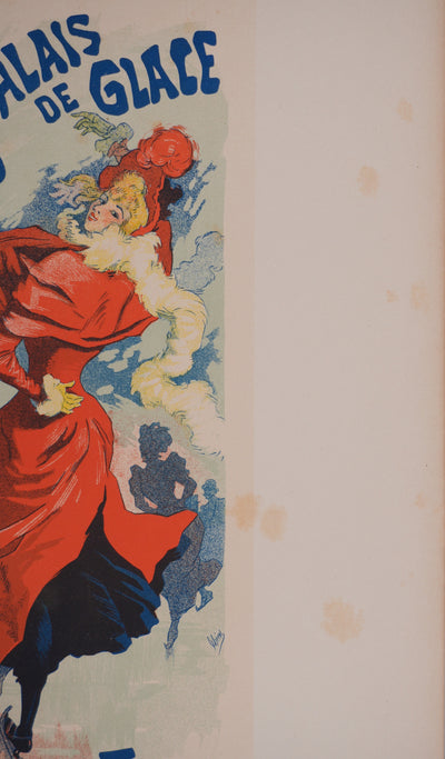 Jules CHERET : La patineuse au manteau rouge, Lithographie originale signée