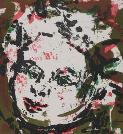 Yvette ALDE : Portrait féminin, Lithographie originale signée