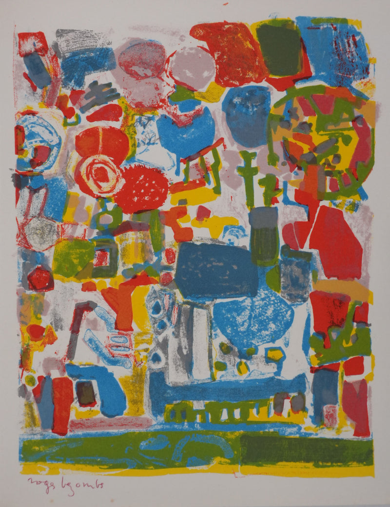 Roger BEZOMBES : Le jardin coloré, Lithographie originale signée