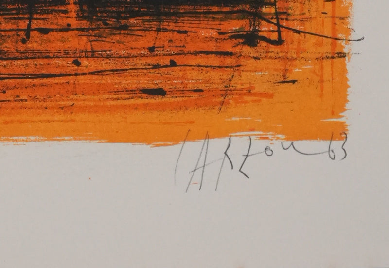 Jean CARZOU : Le coucher de soleil sur le port, Lithographie originale signée