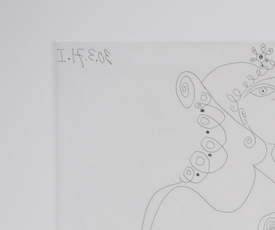 Pablo PICASSO : Les 156, Fille au bracelet, avec Degas les mains dans le dos, Gravure originale signée