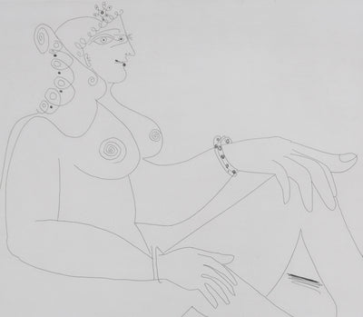 Pablo PICASSO : Les 156, Fille au bracelet, avec Degas les mains dans le dos, Gravure originale signée