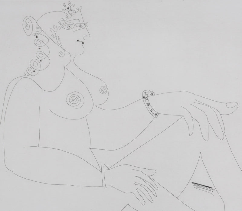 Pablo PICASSO : Les 156, Fille au bracelet, avec Degas les mains dans le dos, Gravure originale signée