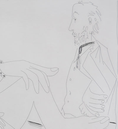 Pablo PICASSO : Les 156, Fille au bracelet, avec Degas les mains dans le dos, Gravure originale signée