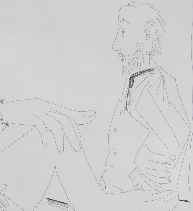 Pablo PICASSO : Les 156, Fille au bracelet, avec Degas les mains dans le dos, Gravure originale signée