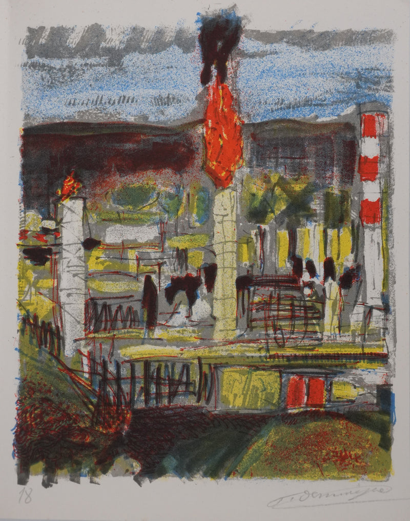 François DESNOYER : La fabrique, Lithographie originale signée