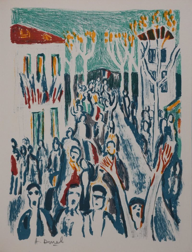 Auguste DUREL : Célébration républicaine, Lithographie originale signée