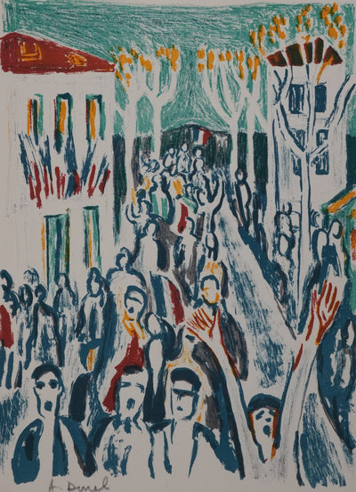 Auguste DUREL : Célébration républicaine, Lithographie originale signée