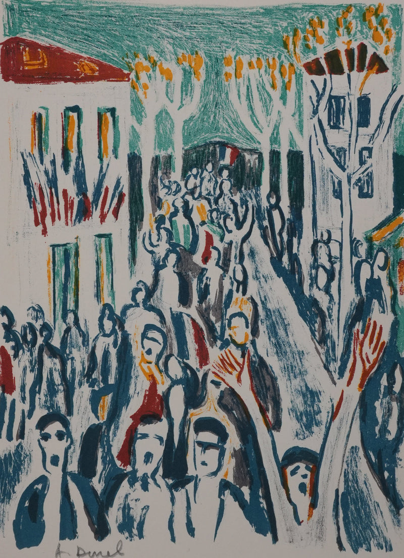 Auguste DUREL : Célébration républicaine, Lithographie originale signée