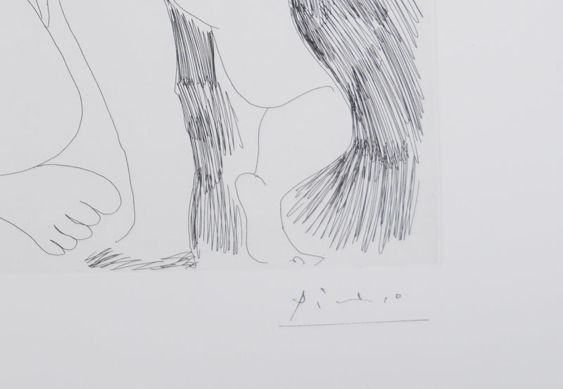 Pablo PICASSO : Les 156, Scène de séduction entre deux filles…, Gravure originale signée