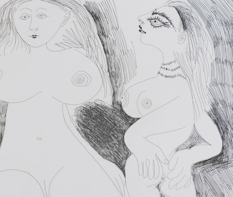 Pablo PICASSO : Les 156, Scène de séduction entre deux filles…, Gravure originale signée