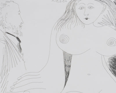 Pablo PICASSO : Les 156, Scène de séduction entre deux filles…, Gravure originale signée