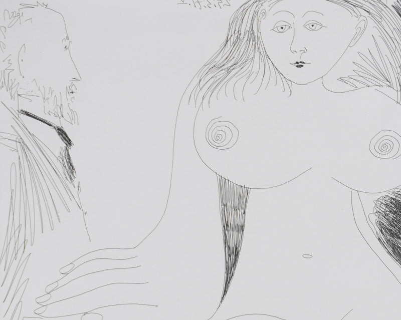 Pablo PICASSO : Les 156, Scène de séduction entre deux filles…, Gravure originale signée