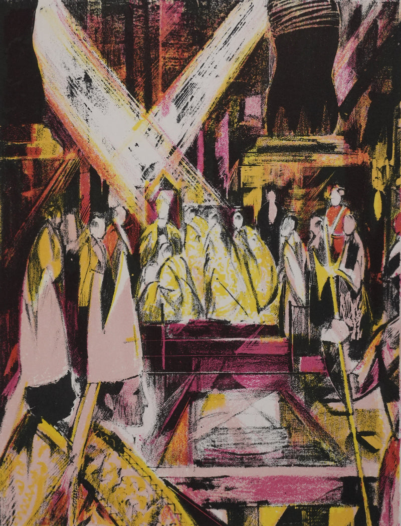 Emile GRAU-SALA : Le conclave, Lithographie originale signée