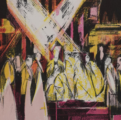 Emile GRAU-SALA : Le conclave, Lithographie originale signée