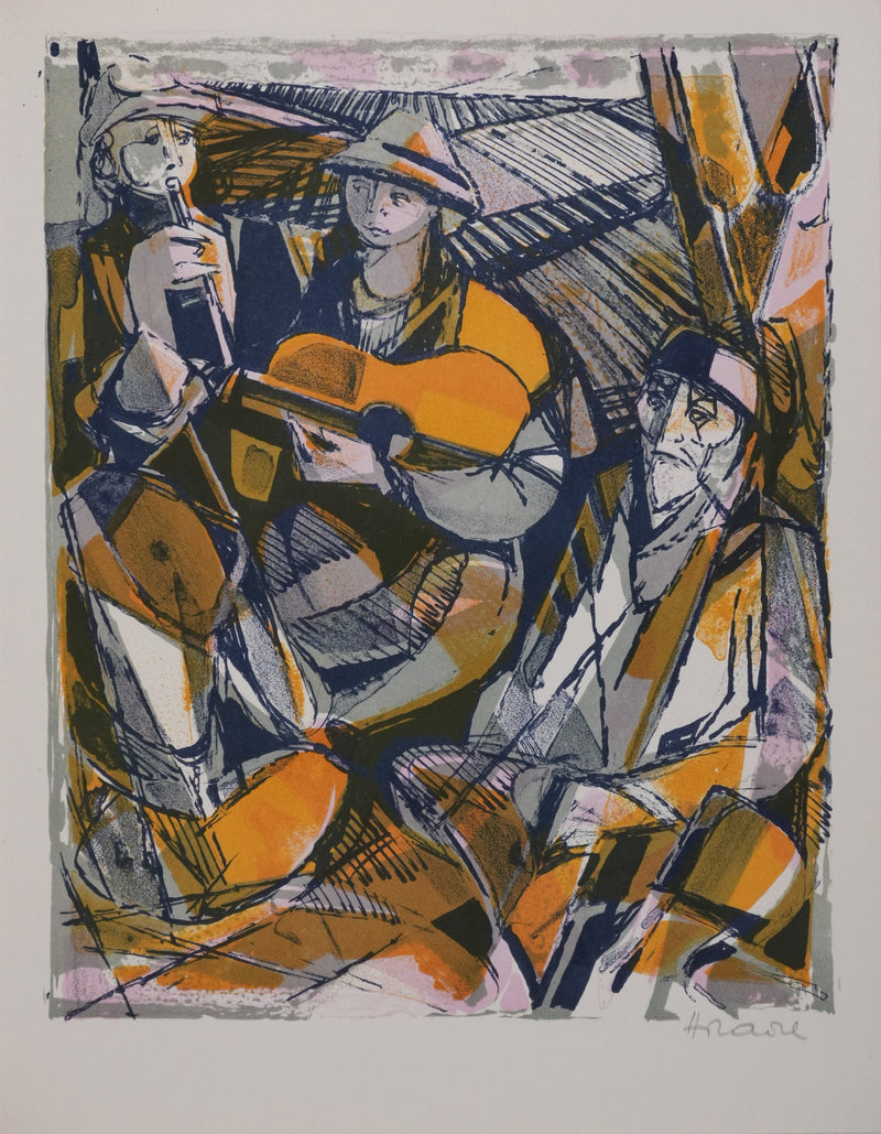 Camille HILAIRE : Les musiciens, Lithographie originale signée