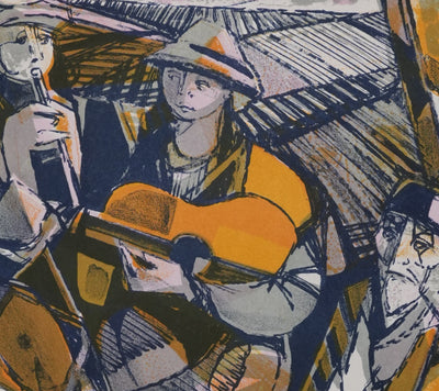 Camille HILAIRE : Les musiciens, Lithographie originale signée