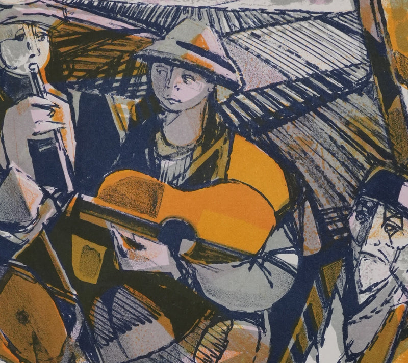 Camille HILAIRE : Les musiciens, Lithographie originale signée