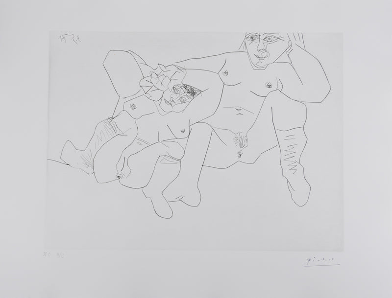 Pablo PICASSO : Les 156, Deux femmes en chaussettes, Gravure originale signée