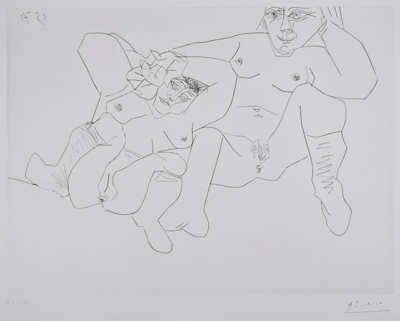 Pablo PICASSO : Les 156, Deux femmes en chaussettes, Gravure originale signée