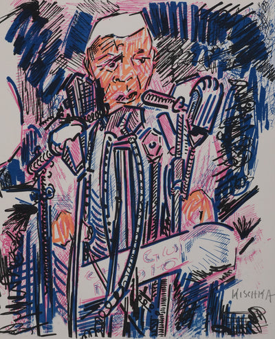 Isis KISCHKA : Le discours, Lithographie originale signée