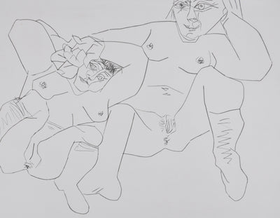 Pablo PICASSO : Les 156, Deux femmes en chaussettes, Gravure originale signée