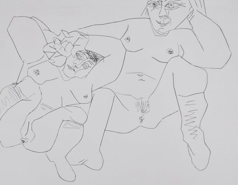 Pablo PICASSO : Les 156, Deux femmes en chaussettes, Gravure originale signée