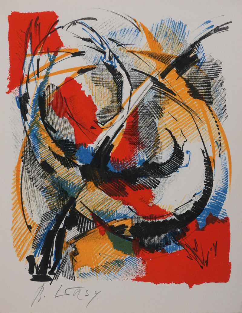 Roger LERSY : Tourbillon abstrait, Lithographie originale signée