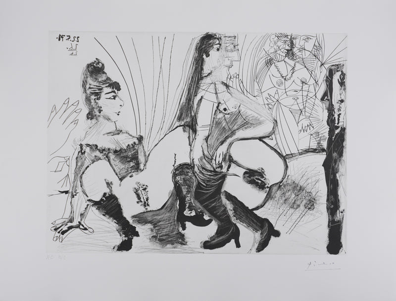 Pablo PICASSO : Les 156, Degas paie et s’en va, Les filles ne sont pas tendres, Gravure originale signée