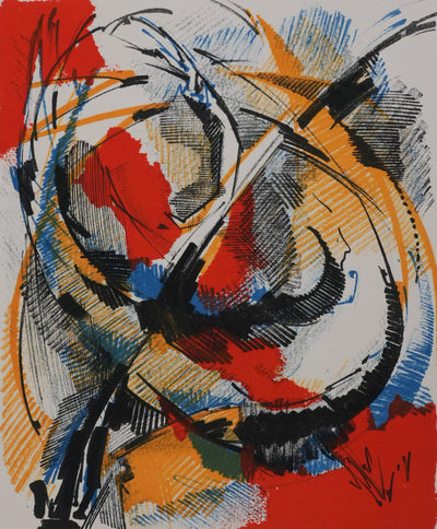 Roger LERSY : Tourbillon abstrait, Lithographie originale signée