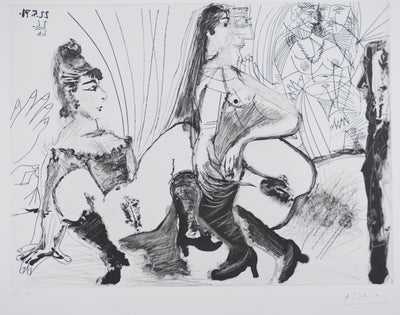 Pablo PICASSO : Les 156, Degas paie et s’en va, Les filles ne sont pas tendres, Gravure originale signée