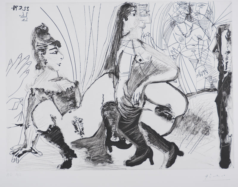 Pablo PICASSO : Les 156, Degas paie et s’en va, Les filles ne sont pas tendres, Gravure originale signée