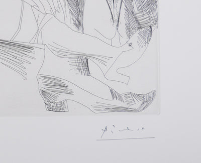 Pablo PICASSO : Les 156, La Maison Tellier, Filles entres elles, Gravure originale signée