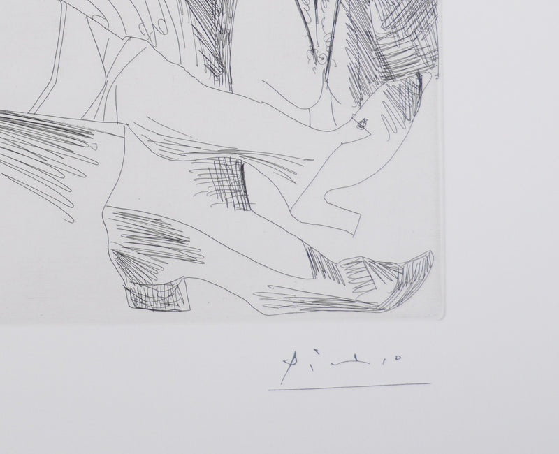 Pablo PICASSO : Les 156, La Maison Tellier, Filles entres elles, Gravure originale signée