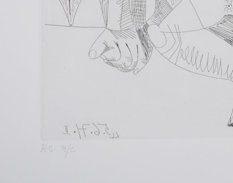 Pablo PICASSO : Les 156, La Maison Tellier, Filles entres elles, Gravure originale signée