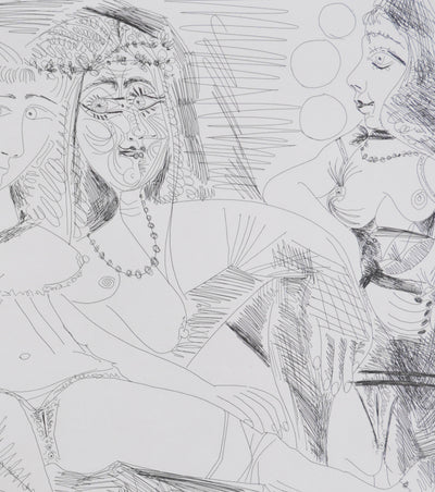 Pablo PICASSO : Les 156, La Maison Tellier, Filles entres elles, Gravure originale signée
