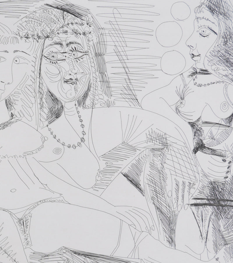 Pablo PICASSO : Les 156, La Maison Tellier, Filles entres elles, Gravure originale signée
