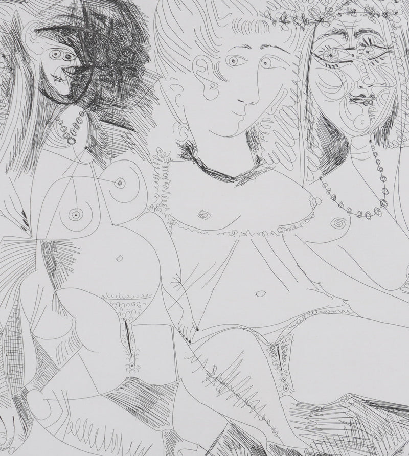 Pablo PICASSO : Les 156, La Maison Tellier, Filles entres elles, Gravure originale signée
