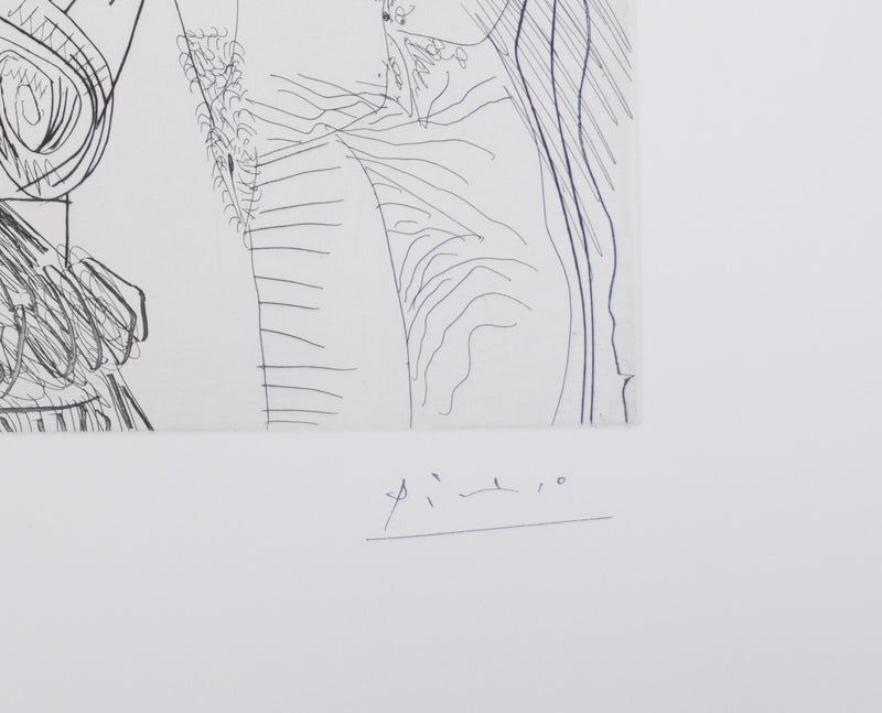 Pablo PICASSO : Les 156, La Fête de la patronne, Confetti et diablotin…, Gravure originale signée