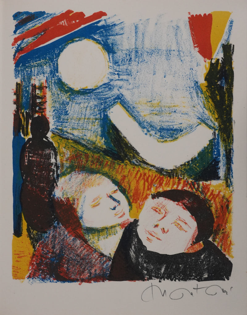 Roger MONTANE : Les enfants rêveurs, Lithographie originale signée