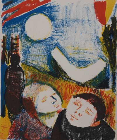 Roger MONTANE : Les enfants rêveurs, Lithographie originale signée